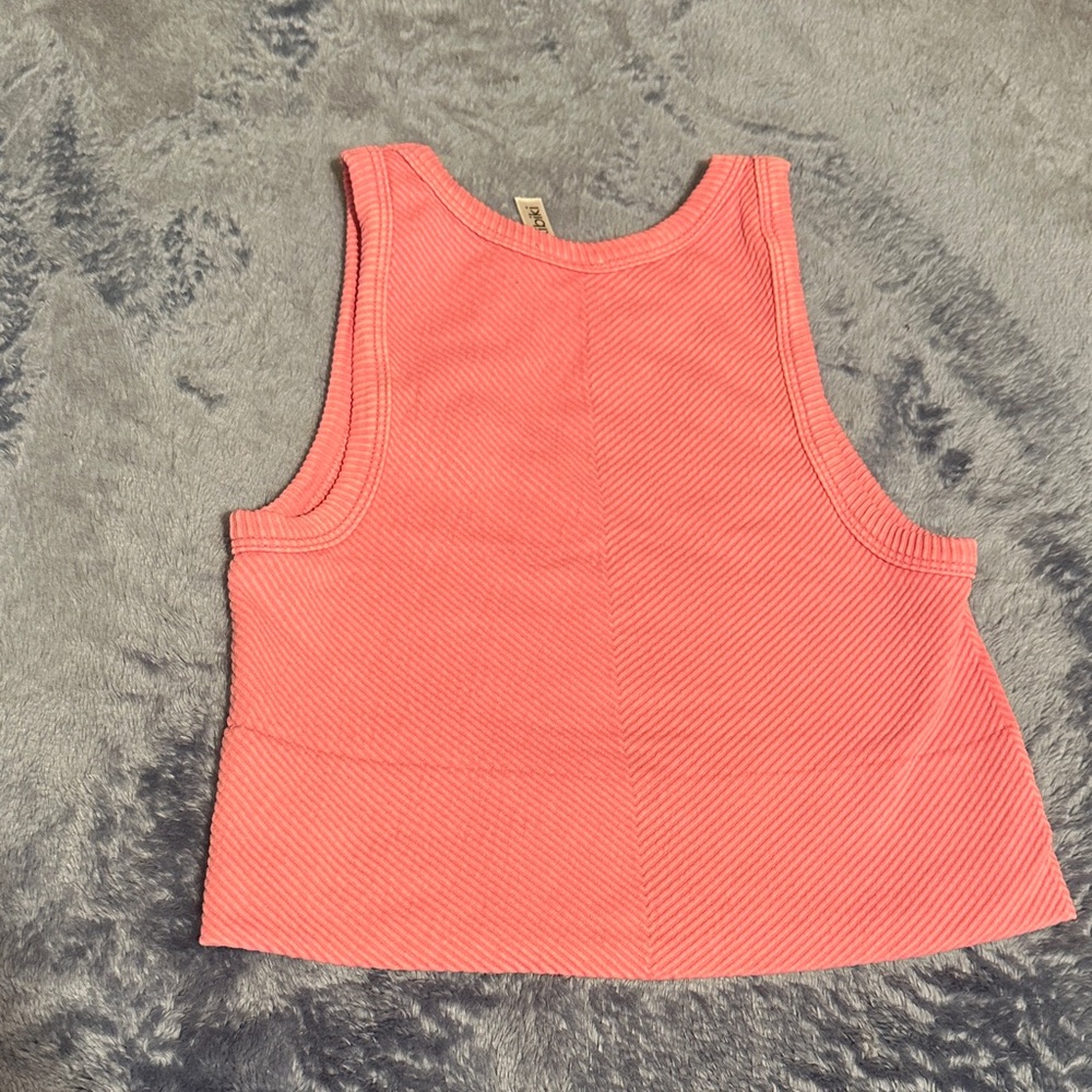 Coral Ribbed Tank Top - Picture 2 of 2